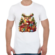 PRINTFASHION Rudolf, a piros orrú rénszarvas - Férfi póló - Fehér