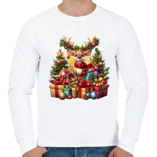 PRINTFASHION Rudolf, a piros orrú rénszarvas - Férfi pulóver - Fehér férfi pulóver, kardigán