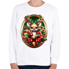 PRINTFASHION Rudolf, a piros orrú rénszarvas - Gyerek pulóver - Fehér gyerek pulóver, kardigán