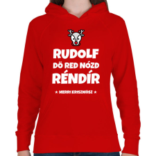PRINTFASHION RUDOLF - Női kapucnis pulóver - Piros női pulóver, kardigán