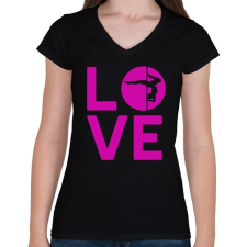 PRINTFASHION Rúdtánc love - Női V-nyakú póló - Fekete női póló