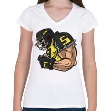 PRINTFASHION Rugby játékos - Női V-nyakú póló - Fehér női póló