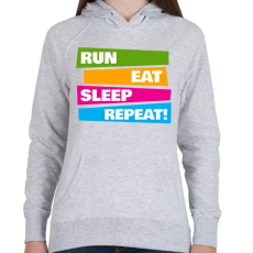 PRINTFASHION Run Eat Sleep Repeat! - Futás - Női kapucnis pulóver - Sport szürke
