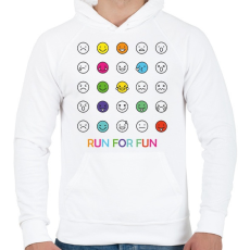 PRINTFASHION Run for fun - Férfi kapucnis pulóver - Fehér