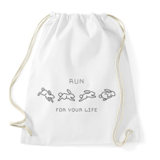 PRINTFASHION Run for your life - Sportzsák, Tornazsák - Fehér tornazsák