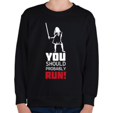 PRINTFASHION Run! - M3gan - Gyerek pulóver - Fekete
