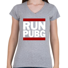 PRINTFASHION RUN PUBG - Női V-nyakú póló - Sport szürke női póló