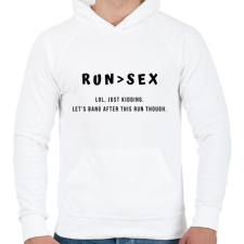 PRINTFASHION RUN > SEX (lol kidding, let's bang after this run though) - Férfi kapucnis pulóver - Fehér férfi pulóver, kardigán