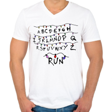 PRINTFASHION RUN Stranger Things - Férfi V-nyakú póló - Fehér férfi póló