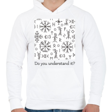 PRINTFASHION Rúna - Érted? - Férfi kapucnis pulóver - Fehér