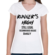 PRINTFASHION RUNNER'S - Női V-nyakú póló - Fehér női póló