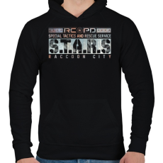 PRINTFASHION S.T.A.R.S. Raccoon City - Férfi kapucnis pulóver - Fekete