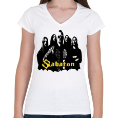 PRINTFASHION sabaton - Női V-nyakú póló - Fehér