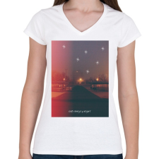PRINTFASHION Sadsongs - Női V-nyakú póló - Fehér női póló