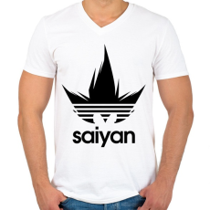 PRINTFASHION Saiyan 2 - Férfi V-nyakú póló - Fehér
