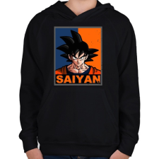 PRINTFASHION Saiyan Goku - Gyerek kapucnis pulóver - Fekete gyerek pulóver, kardigán