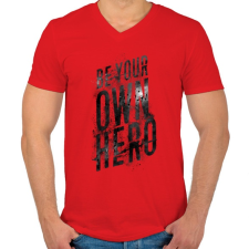 PRINTFASHION Saját hősöd - Férfi V-nyakú póló - Piros férfi póló