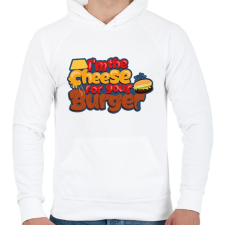 PRINTFASHION Sajt a burgeredhez - Férfi kapucnis pulóver - Fehér férfi pulóver, kardigán