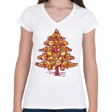 PRINTFASHION Sajt karácsonyfa - Női V-nyakú póló - Fehér női póló