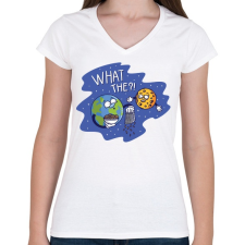 PRINTFASHION Sajtból van a hold - Női V-nyakú póló - Fehér női póló