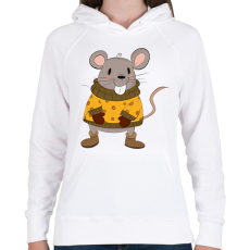 PRINTFASHION Sajtos egér - Női kapucnis pulóver - Fehér