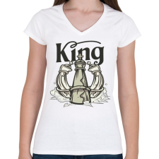 PRINTFASHION Sakk - a király  - Női V-nyakú póló - Fehér női póló
