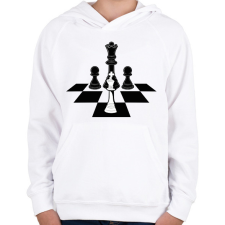 PRINTFASHION Sakk-matt - Gyerek kapucnis pulóver - Fehér gyerek pulóver, kardigán