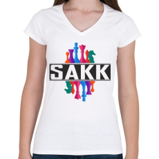 PRINTFASHION SAKK - Női V-nyakú póló - Fehér