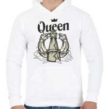 PRINTFASHION Sakk Queen - királynő - Férfi kapucnis pulóver - Fehér férfi pulóver, kardigán