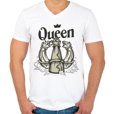 PRINTFASHION Sakk Queen - királynő - Férfi V-nyakú póló - Fehér férfi póló