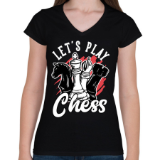 PRINTFASHION Sakkozzunk - Női V-nyakú póló - Fekete női póló