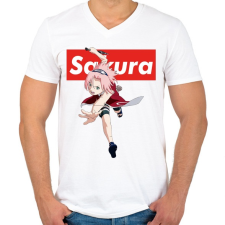 PRINTFASHION Sakura Haruno - Férfi V-nyakú póló - Fehér férfi póló