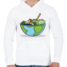 PRINTFASHION Saláta Föld - Férfi kapucnis pulóver - Fehér férfi pulóver, kardigán