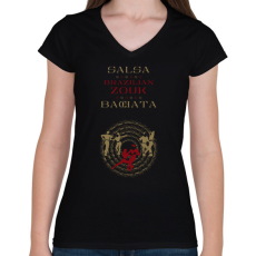 PRINTFASHION Salsa Zouk Bachata dancer S0209 gold-red - Női V-nyakú póló - Fekete