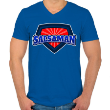 PRINTFASHION SALSAMAN - Férfi V-nyakú póló - Királykék férfi póló