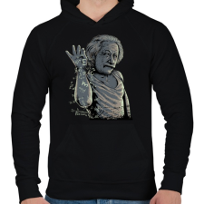 PRINTFASHION Salt Bae Einstein - Férfi kapucnis pulóver - Fekete férfi pulóver, kardigán
