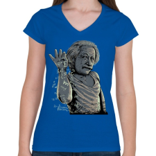 PRINTFASHION Salt Bae Einstein - Női V-nyakú póló - Királykék női póló