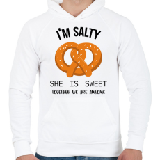 PRINTFASHION Salty and Sweet - salty - Férfi kapucnis pulóver - Fehér