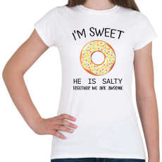 PRINTFASHION Salty and Sweet - sweet - Női póló - Fehér