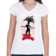 PRINTFASHION Samba  - Női V-nyakú póló - Fehér női póló