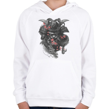 PRINTFASHION Samurai - dragon fantasy - Gyerek kapucnis pulóver - Fehér gyerek pulóver, kardigán