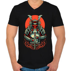 PRINTFASHION samurai - Férfi V-nyakú póló - Fekete