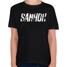 PRINTFASHION Sanhok - Fehér felirat - PUBG - Gyerek póló - Fekete