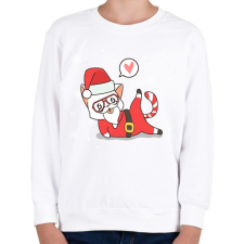PRINTFASHION Santa Cat - Gyerek pulóver - Fehér gyerek pulóver, kardigán