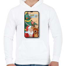 PRINTFASHION Santa Claus - Selfie - Férfi kapucnis pulóver - Fehér férfi pulóver, kardigán