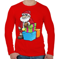 PRINTFASHION Santa - Férfi hosszú ujjú póló - Piros férfi póló