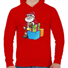 PRINTFASHION Santa - Férfi kapucnis pulóver - Piros férfi pulóver, kardigán