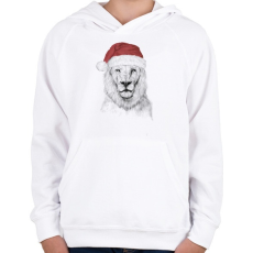 PRINTFASHION Santa lion - Gyerek kapucnis pulóver - Fehér