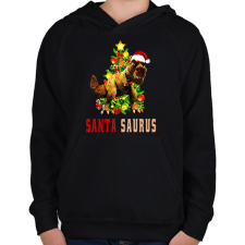 PRINTFASHION santa saurus - Gyerek kapucnis pulóver - Fekete gyerek pulóver, kardigán