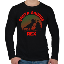 PRINTFASHION Santa Saurus Rex - Férfi hosszú ujjú póló - Fekete férfi póló